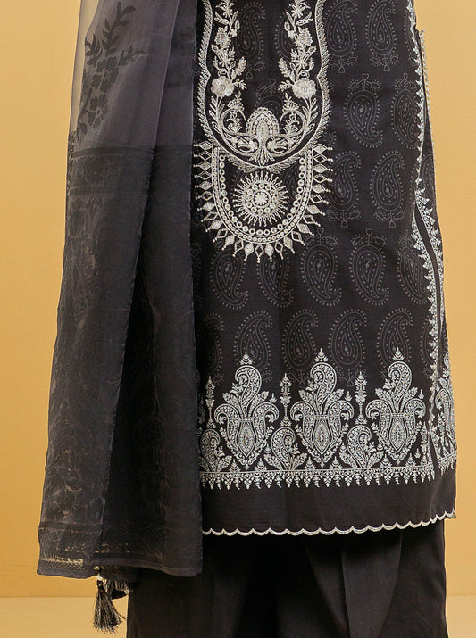 3 PIECE - EMBROIDERED LAWN SUIT - MIDNIGHT DUST MORBAGH SU_22   