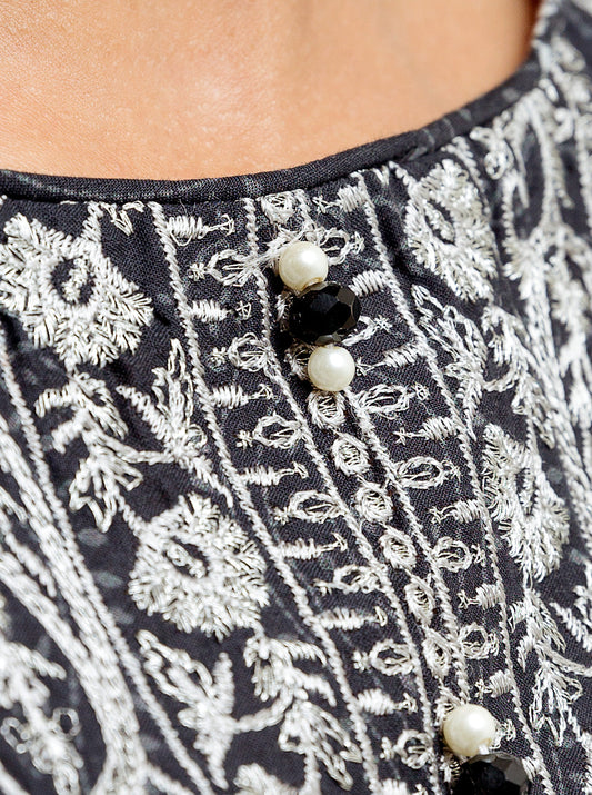 3 PIECE - EMBROIDERED LAWN SUIT - MIDNIGHT DUST MORBAGH SU_22   