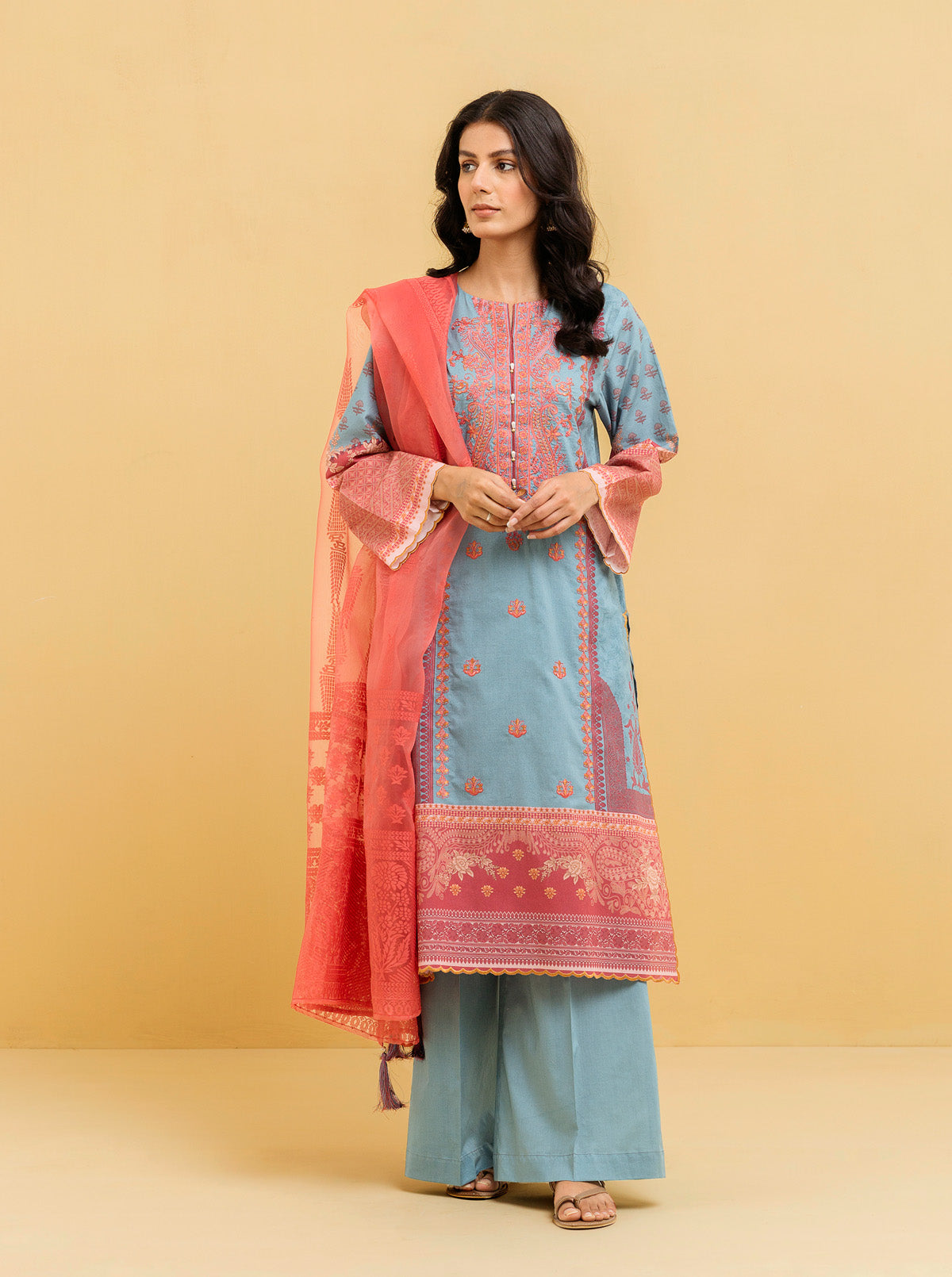 3 PIECE - EMBROIDERED LAWN SUIT - SUMMER DAZE MORBAGH SU_22   