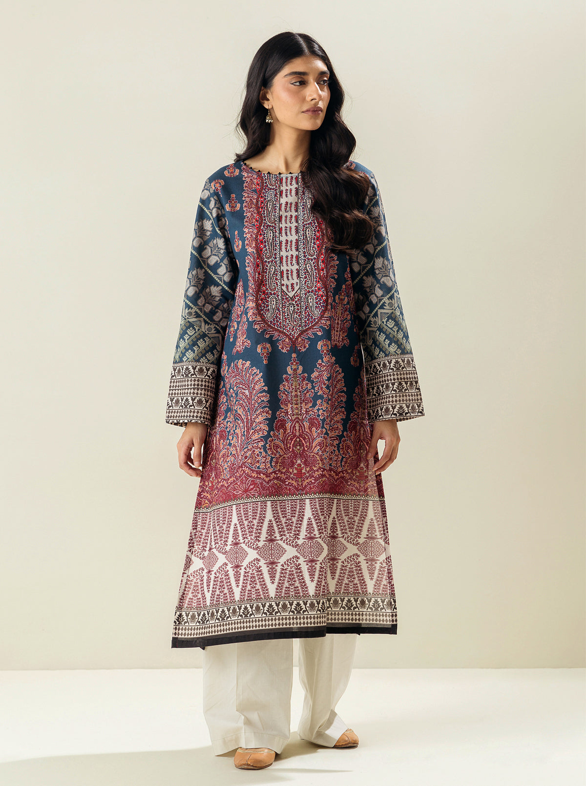 1 PIECE - PRINTED LAWN SHIRT - NAVY CLOUDS MORBAGH SU_23   