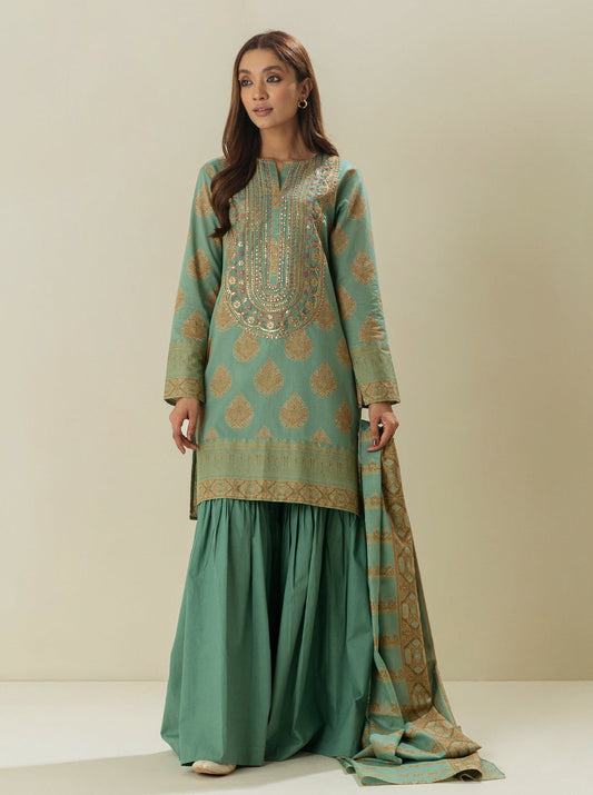 2 PIECE - EMBROIDERD LAWN SUIT - BREEZY SUN MORBAGH SU_23   