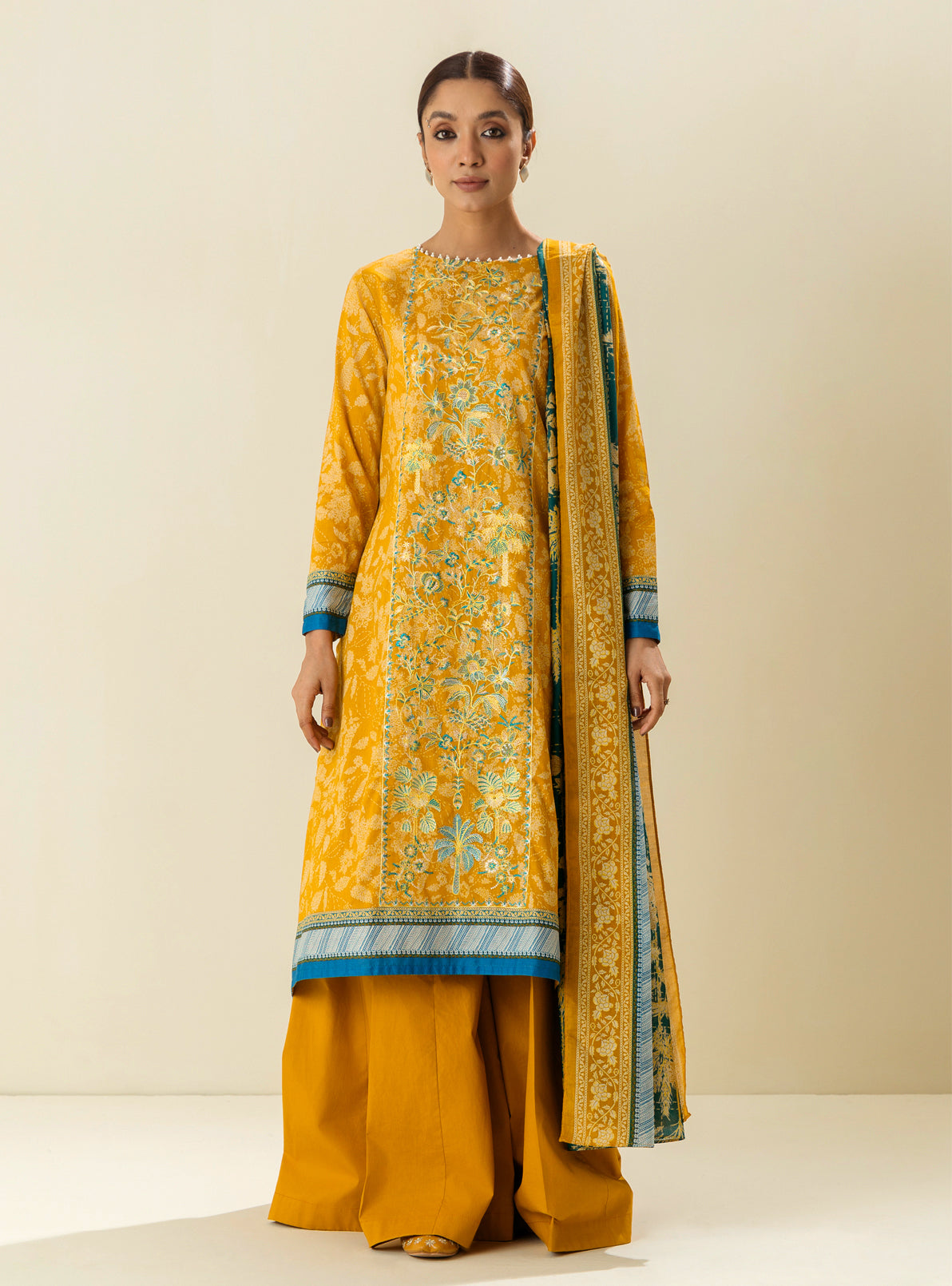 2 PIECE - EMBROIDERD LAWN SUIT - SUNSET STREAM MORBAGH SU_23   