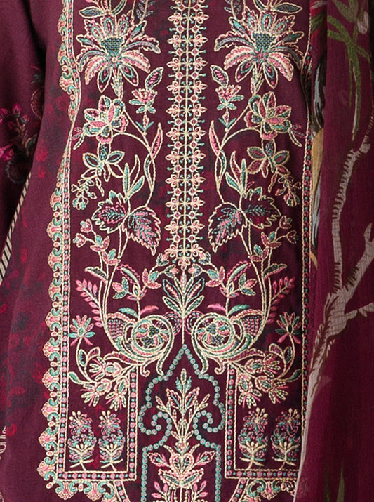 3 PIECE - EMBROIDERD LAWN SUIT - PURPLE POTION MORBAGH SU_23   
