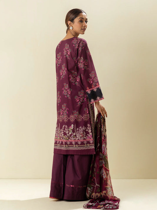 3 PIECE - EMBROIDERD LAWN SUIT - PURPLE POTION MORBAGH SU_23   