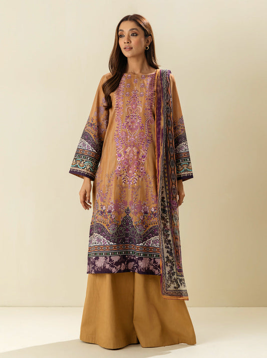3 PIECE - EMBROIDERD LAWN SUIT - GOLDEN IRIS MORBAGH SU_23   