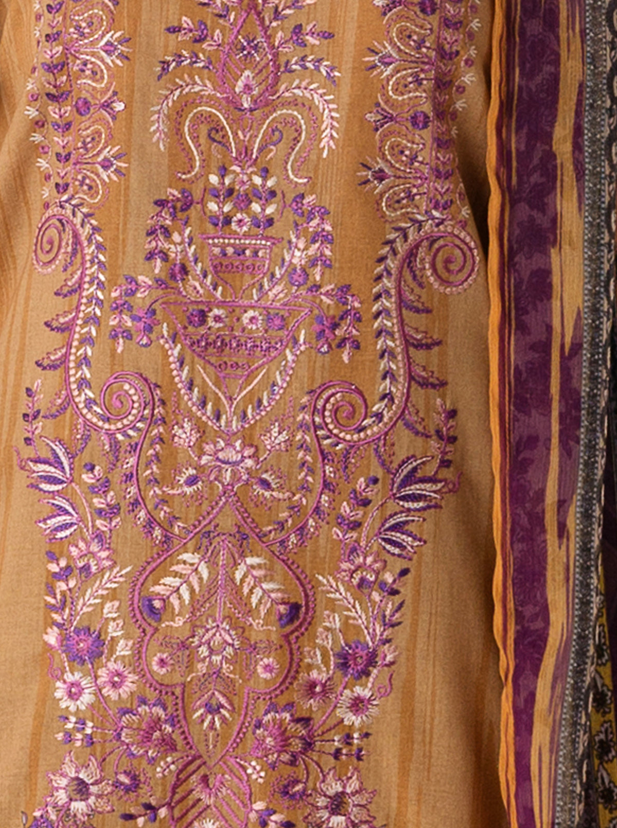 3 PIECE - EMBROIDERD LAWN SUIT - GOLDEN IRIS MORBAGH SU_23   