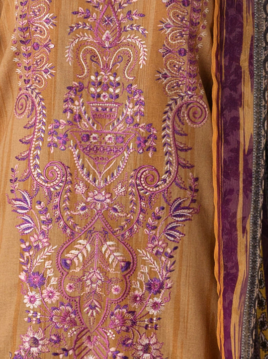 3 PIECE - EMBROIDERD LAWN SUIT - GOLDEN IRIS MORBAGH SU_23   