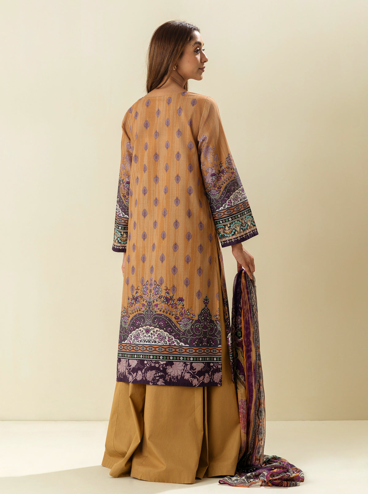 3 PIECE - EMBROIDERD LAWN SUIT - GOLDEN IRIS MORBAGH SU_23   