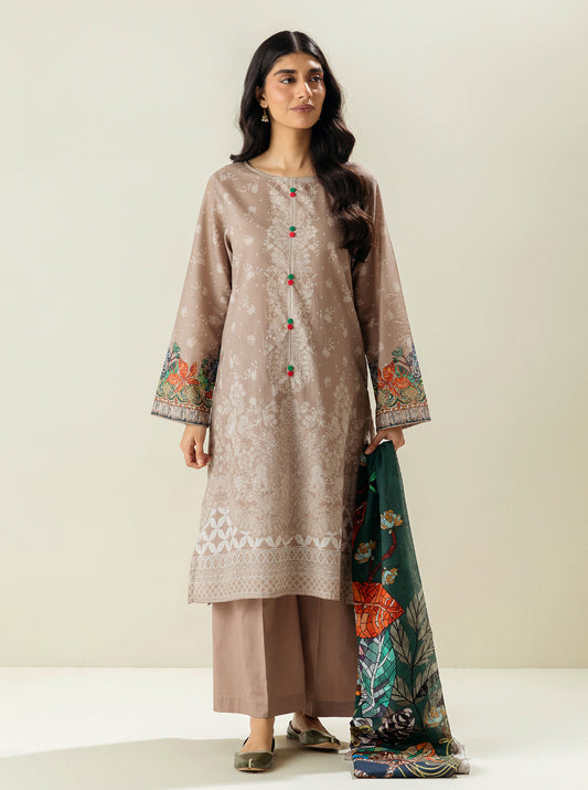 3 PIECE - PRINTED LAWN SUIT - NEOCLASSICAL CREME MORBAGH SU_23   