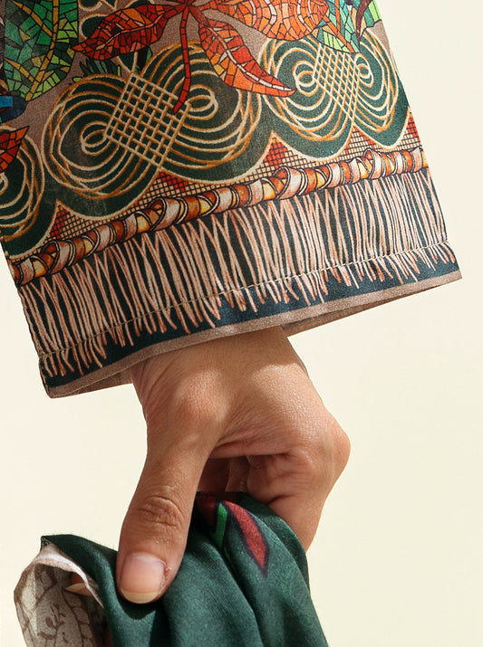 3 PIECE - PRINTED LAWN SUIT - NEOCLASSICAL CREME MORBAGH SU_23   