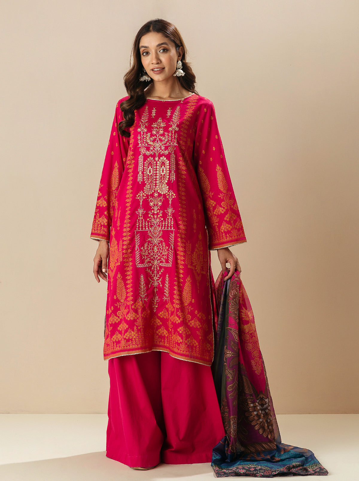 3 PIECE - EMBROIDERD LAWN SUIT - FUCHSIA MYSTERY MORBAGH SU_23   