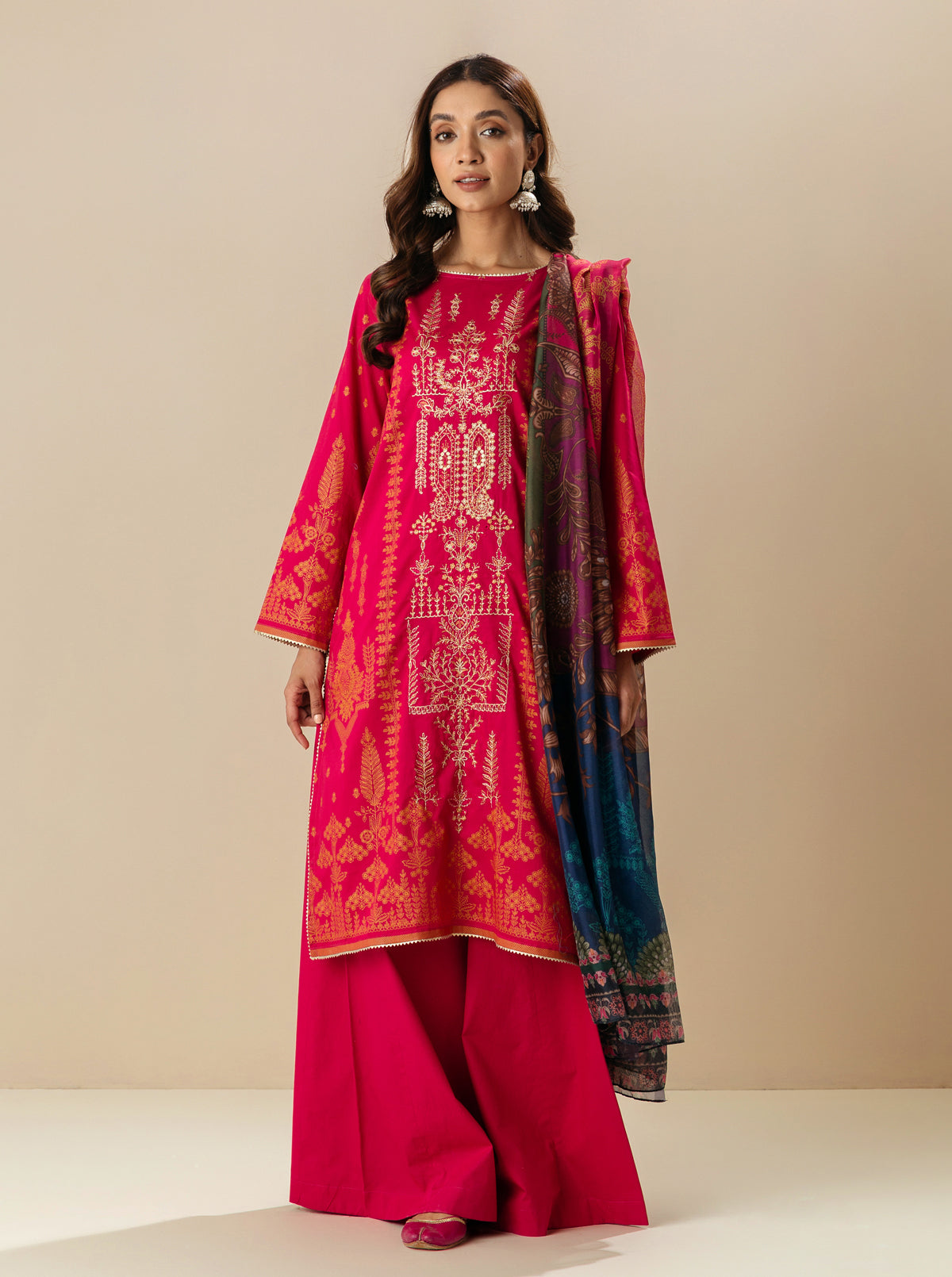 3 PIECE - EMBROIDERD LAWN SUIT - FUCHSIA MYSTERY MORBAGH SU_23   