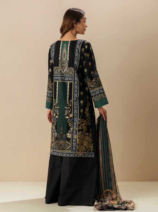 3 PIECE - EMBROIDERD LAWN SUIT - REGAL EBONY MORBAGH SU_23   