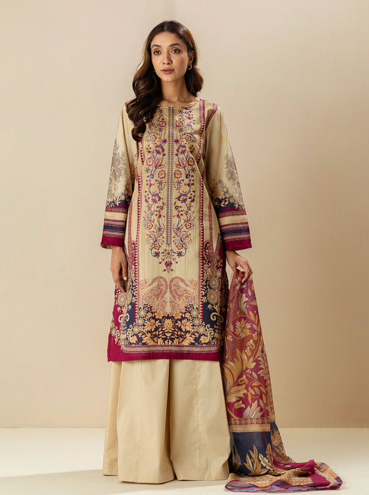 3 PIECE - EMBROIDERD LAWN SUIT - APRICOT DAYDREAM MORBAGH SU_23   