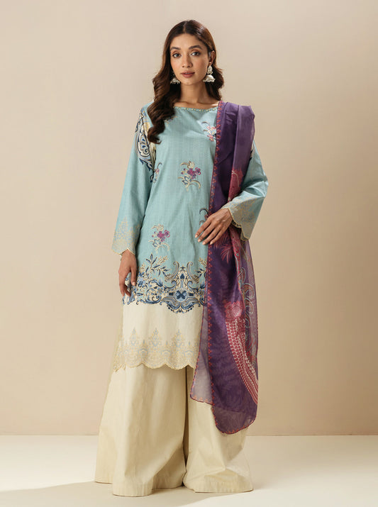 3 PIECE - EMBROIDERED LAWN SUIT - LILAC BREEZE MORBAGH SU_23   