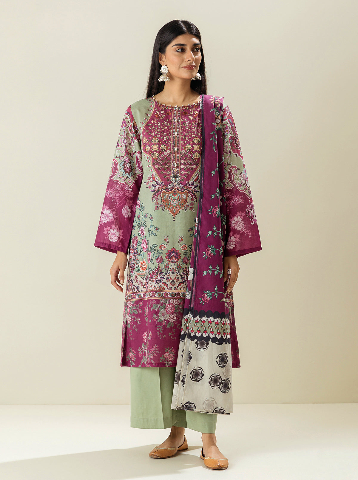 3 PIECE - PRINTED LAWN SUIT - APPLE HERITAGE MORBAGH SU_23   