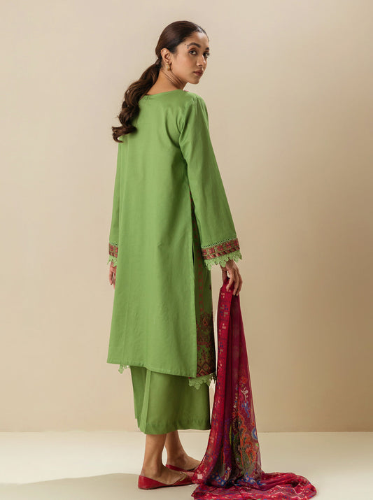 3 PIECE - EMBROIDERD LAWN SUIT - EVERGREEN BEAUTY MORBAGH SU_23   