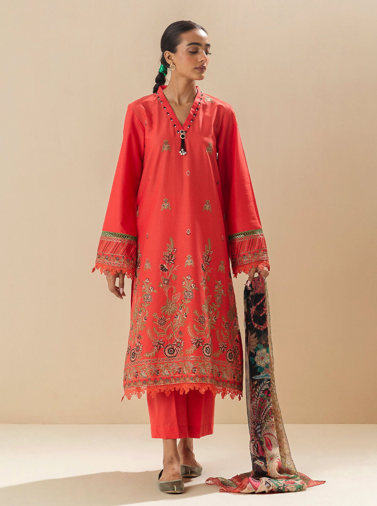 3 PIECE - EMBROIDERED LAWN SUIT - CHERRY EDEN MORBAGH SU_23   