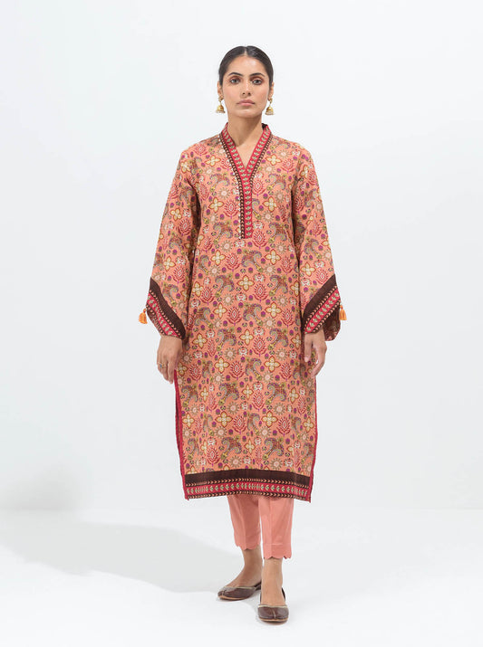 2 PIECE - PRINTED KHADDAR SUIT - PEACH BLUSH MORBAGH WN_21   