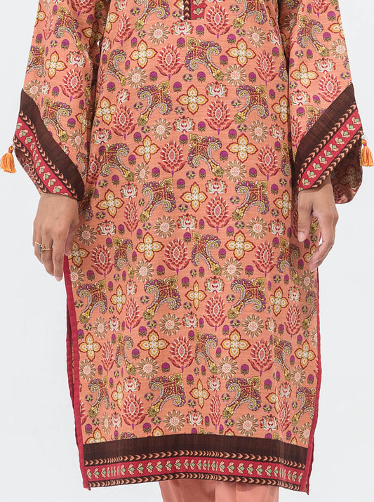 2 PIECE - PRINTED KHADDAR SUIT - PEACH BLUSH MORBAGH WN_21   
