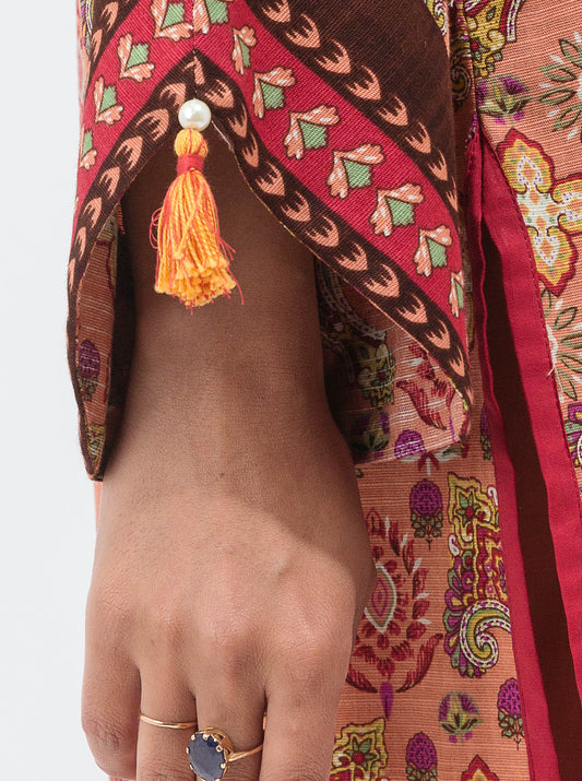 2 PIECE - PRINTED KHADDAR SUIT - PEACH BLUSH MORBAGH WN_21   