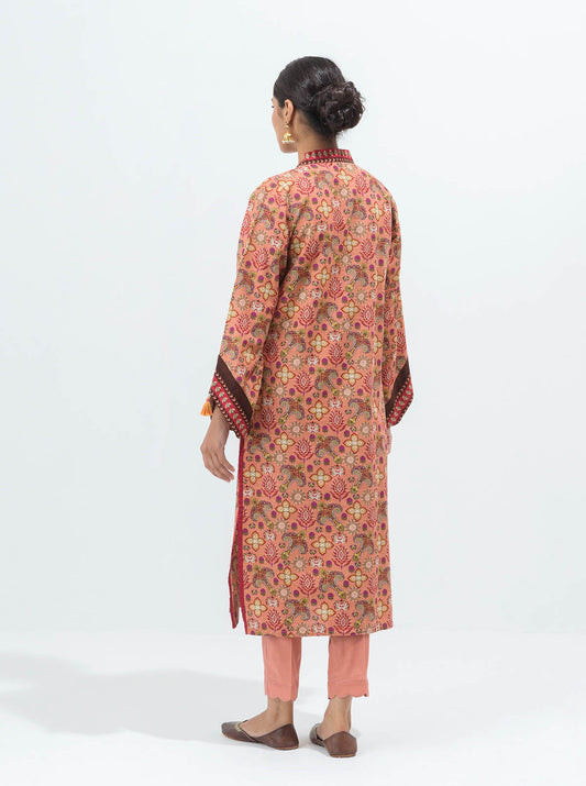 2 PIECE - PRINTED KHADDAR SUIT - PEACH BLUSH MORBAGH WN_21   
