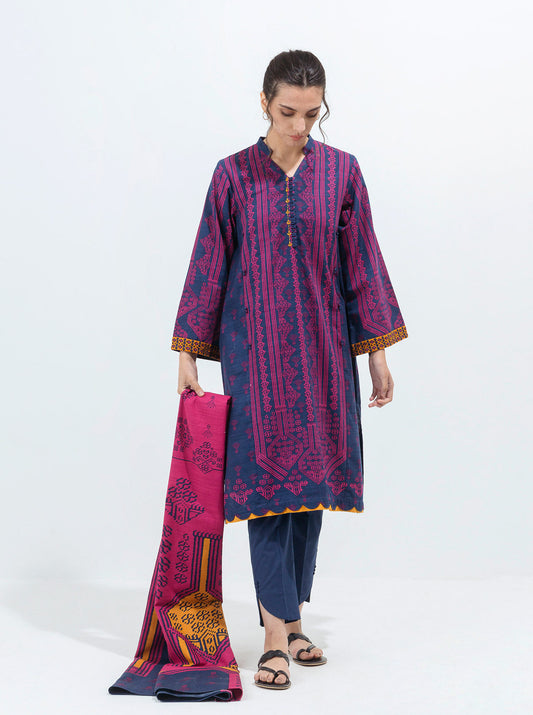 3 PIECE - PRINTED KHADDAR SUIT - VISTA BLUE MORBAGH WN_21   