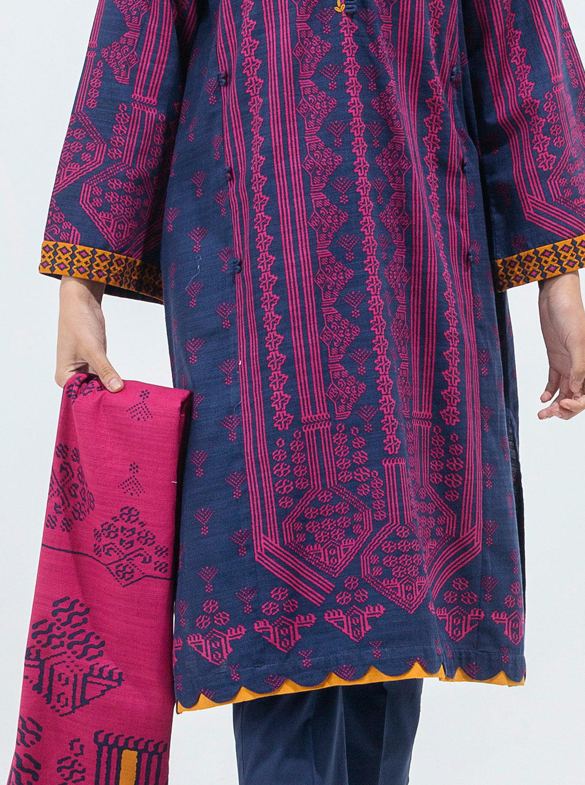 3 PIECE - PRINTED KHADDAR SUIT - VISTA BLUE MORBAGH WN_21   