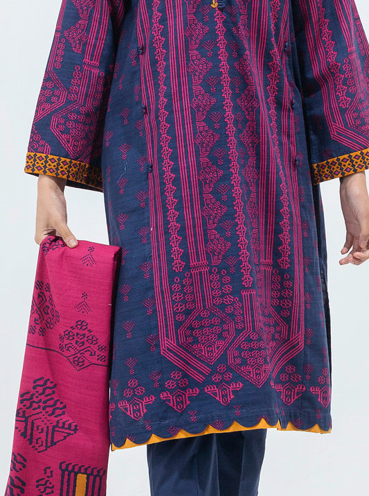 3 PIECE - PRINTED KHADDAR SUIT - VISTA BLUE MORBAGH WN_21   