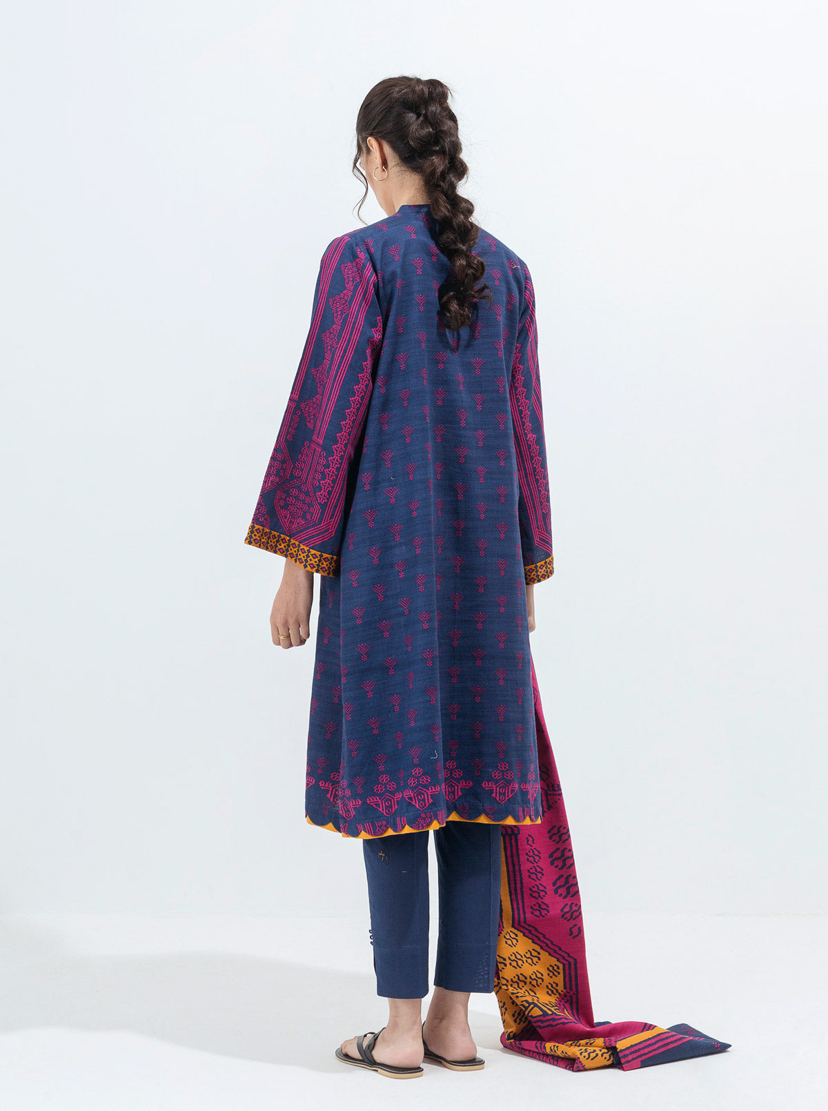 3 PIECE - PRINTED KHADDAR SUIT - VISTA BLUE MORBAGH WN_21   