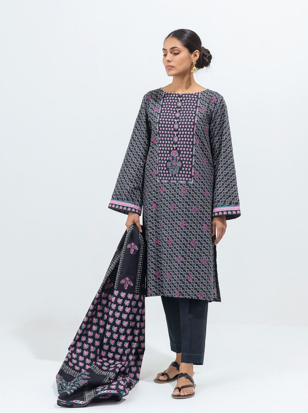3 PIECE - PRINTED KHADDAR SUIT - ETHNIC CHIC MORBAGH WN_21   