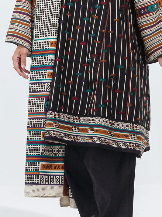 3 PIECE - PRINTED KHADDAR SUIT - ENCHANTED BLACK MORBAGH WN_21   