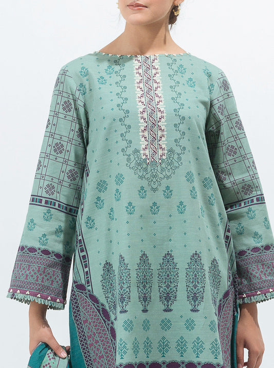 3 PIECE - PRINTED KHADDAR SUIT - MOONLIGHT JADE MORBAGH WN_21   