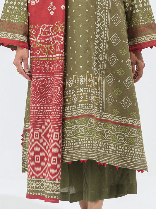 3 PIECE - PRINTED KHADDAR SUIT - OLIVE OPAL MORBAGH WN_21   