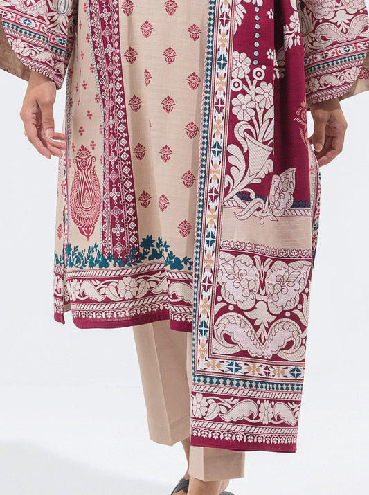 3 PIECE - PRINTED KHADDAR SUIT - ANTIQUE PEARL MORBAGH WN_21   