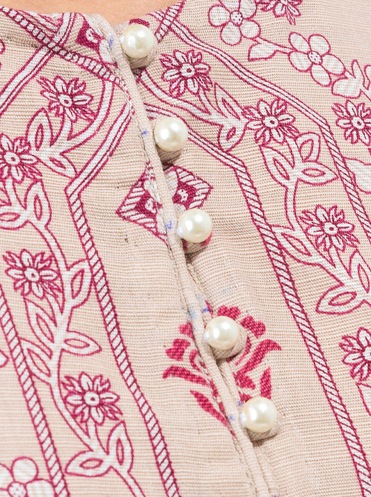 3 PIECE - PRINTED KHADDAR SUIT - ANTIQUE PEARL MORBAGH WN_21   