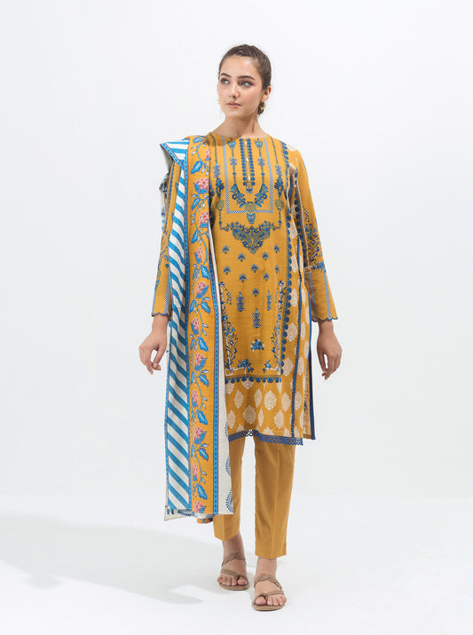 3 PIECE - PRINTED KHADDAR SUIT - ANTIQUE  DECO MORBAGH WN_21   