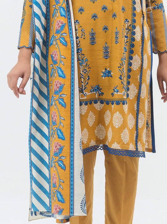 3 PIECE - PRINTED KHADDAR SUIT - ANTIQUE  DECO MORBAGH WN_21   