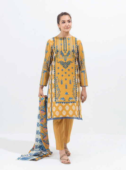 3 PIECE - PRINTED KHADDAR SUIT - ANTIQUE  DECO MORBAGH WN_21   