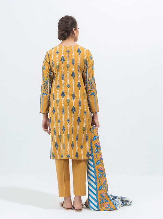 3 PIECE - PRINTED KHADDAR SUIT - ANTIQUE  DECO MORBAGH WN_21   
