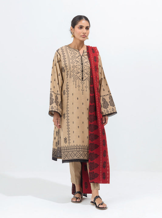3 PIECE - PRINTED WITH SHAWL KHADDAR SUIT - DUST DEW MORBAGH WN_21   
