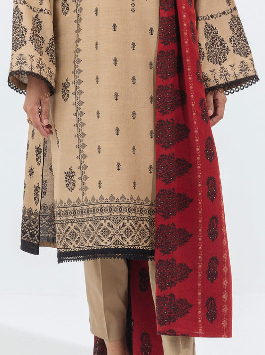 3 PIECE - PRINTED WITH SHAWL KHADDAR SUIT - DUST DEW MORBAGH WN_21   