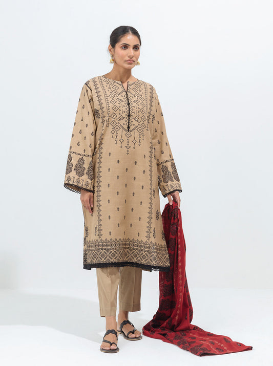 3 PIECE - PRINTED WITH SHAWL KHADDAR SUIT - DUST DEW MORBAGH WN_21   