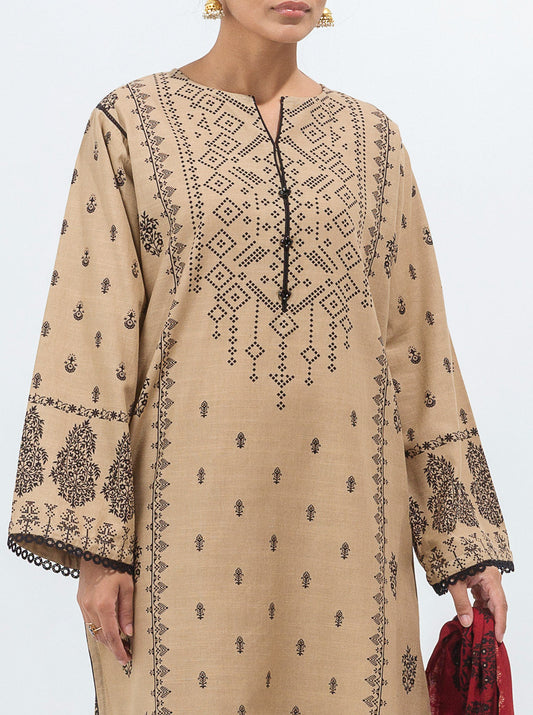 3 PIECE - PRINTED WITH SHAWL KHADDAR SUIT - DUST DEW MORBAGH WN_21   