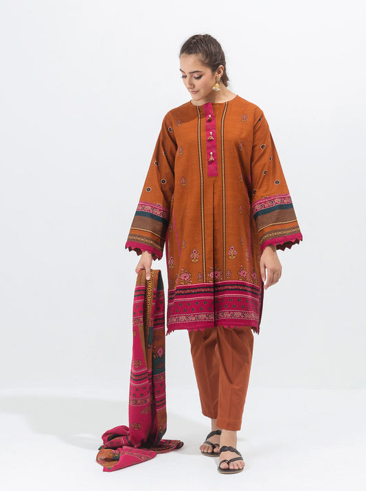 3 PIECE - PRINTED WITH SHAWL KHADDAR SUIT - MYSTIC TREASURE MORBAGH WN_21   