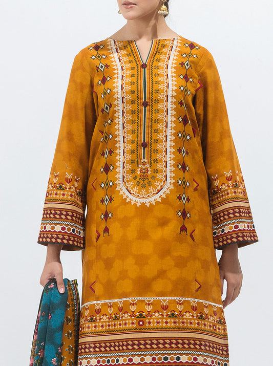3 PIECE - PRINTED WITH SHAWL KHADDAR SUIT - AUTUMN ORNATE MORBAGH WN_21   