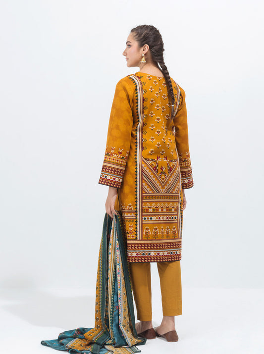 3 PIECE - PRINTED WITH SHAWL KHADDAR SUIT - AUTUMN ORNATE MORBAGH WN_21   