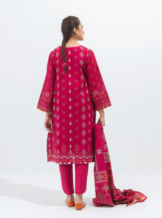 3 PIECE - PRINTED KHADDAR SUIT - ALLURING PINK MORBAGH WN_21   