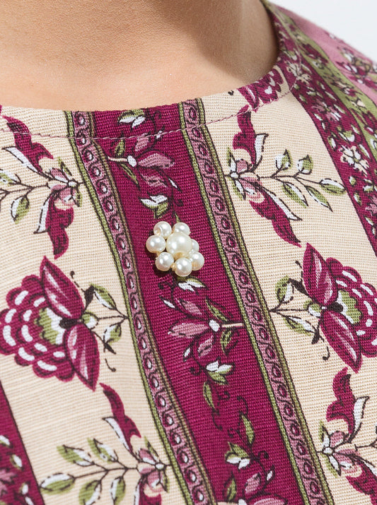 3 PIECE - PRINTED KHADDAR SUIT - MAUVE HAZE MORBAGH WN_21   