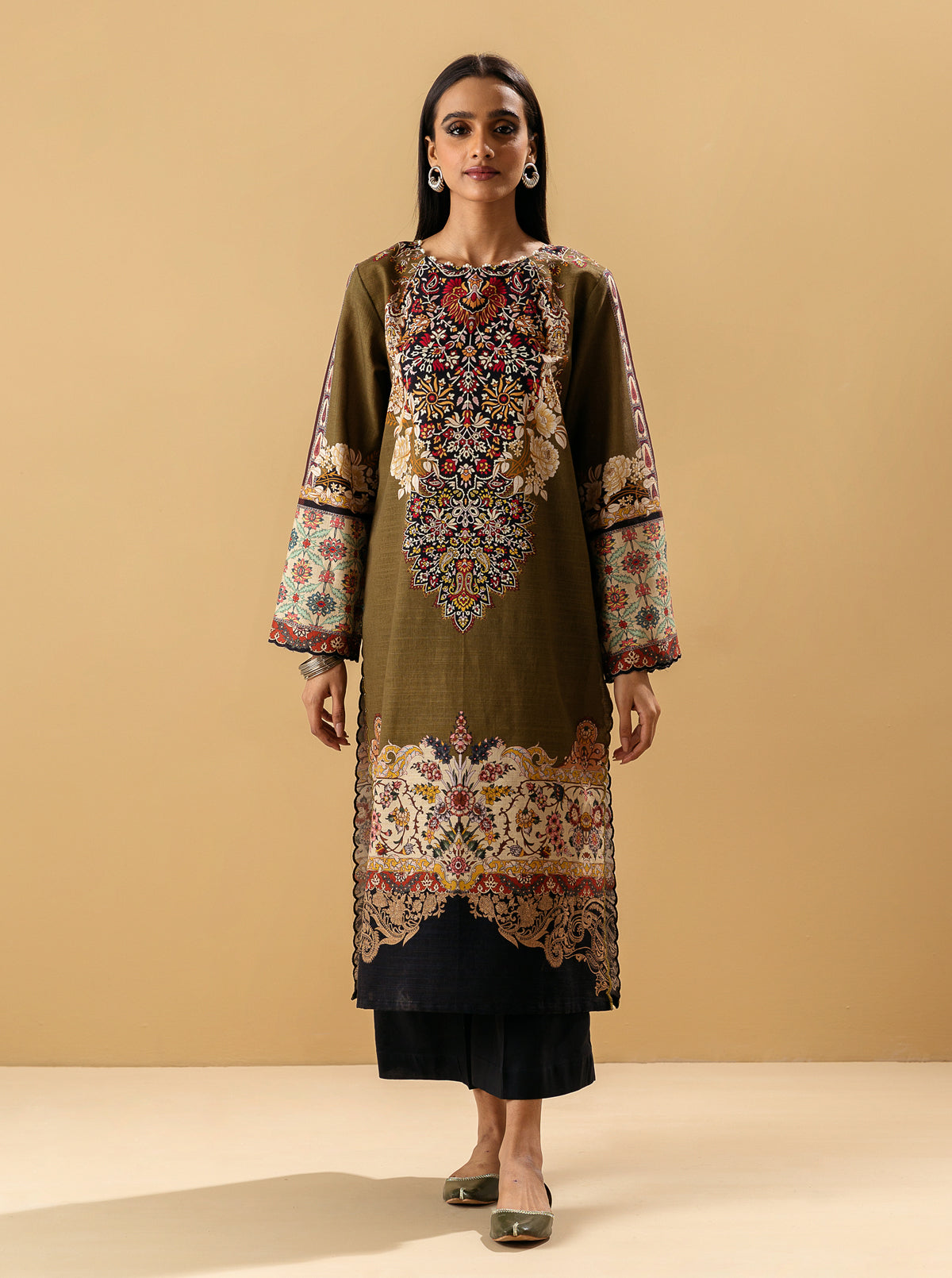 1 PIECE - PRINTED KHADDAR SHIRT - LINCOLN CHIDE MORBAGH WN_22   